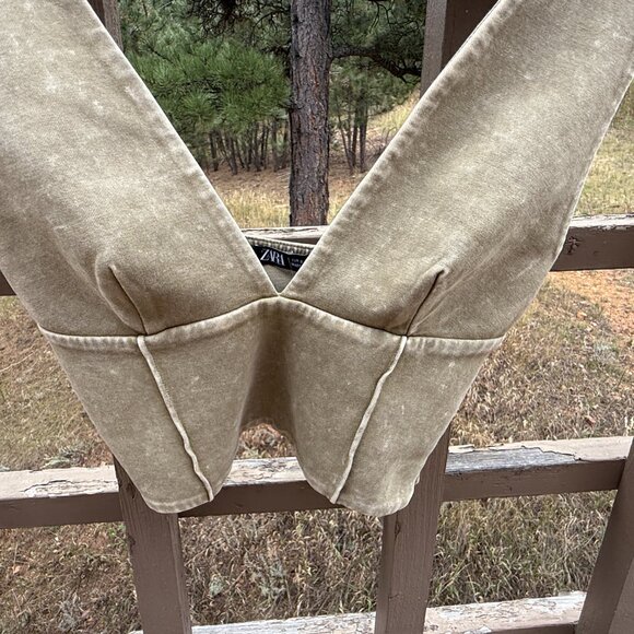 NWOT Zara Washed Effect Interlock Khaki Cropped Tank - Picture 6 of 10